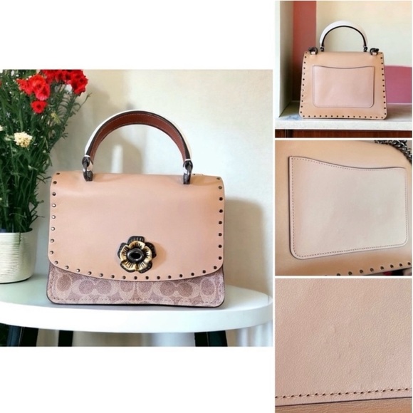 Coach Parker Top Handle In Signature Canvas with beautiful rose closure - Picture 16 of 17